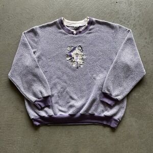 Vintage 90s BonWorth Birdhouse Sweatshirt Size XL Purple Bird Grandma Crewneck